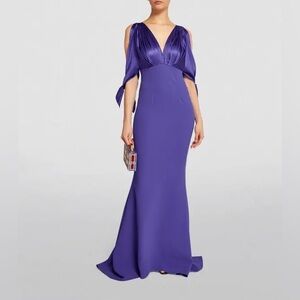 Safiyaa NEW V-Neck Amina Gown In Anemone Blue Purple Size US 10 $2,046.00